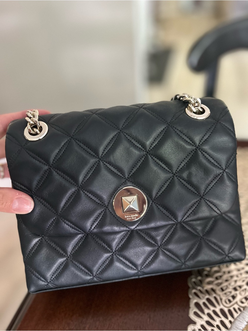 Kate Spade Black Quilted Leather Chain Shoulder Bag